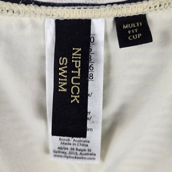 Nip Tuck Swim Sz 6 Tankini Top Black White Horizontal Stripes Ruching Adj Straps - Picture 8 of 10